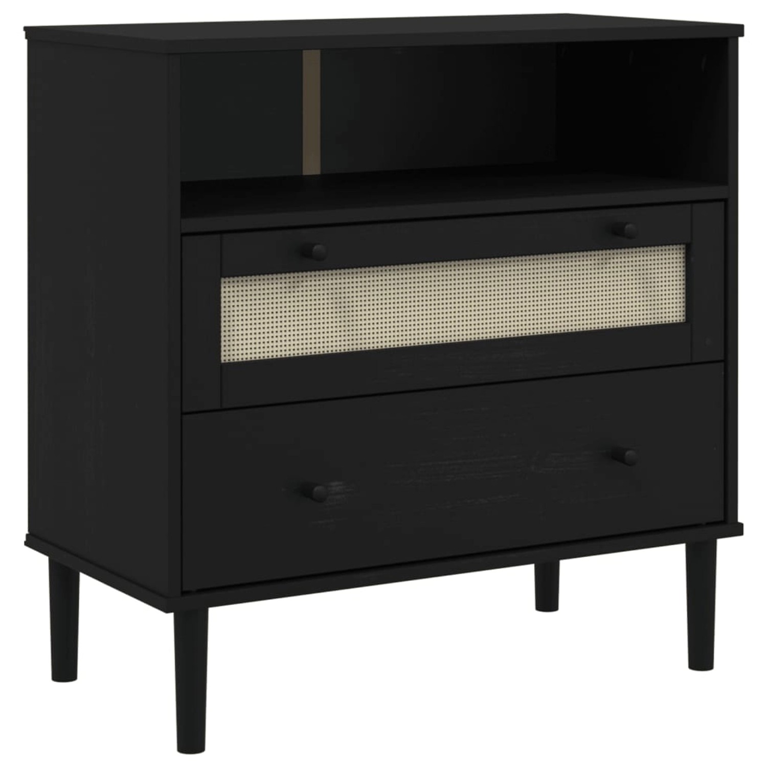 vidaXL Sideboard SENJA Rattan-Optik Schwarz 80x40x80 cm Kiefernholz 358021 günstig online kaufen