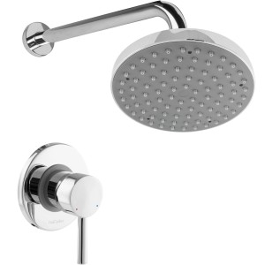 PaulGurkes Unterputz Duscharmatur mit runder Regendusche und Einhandmischer.