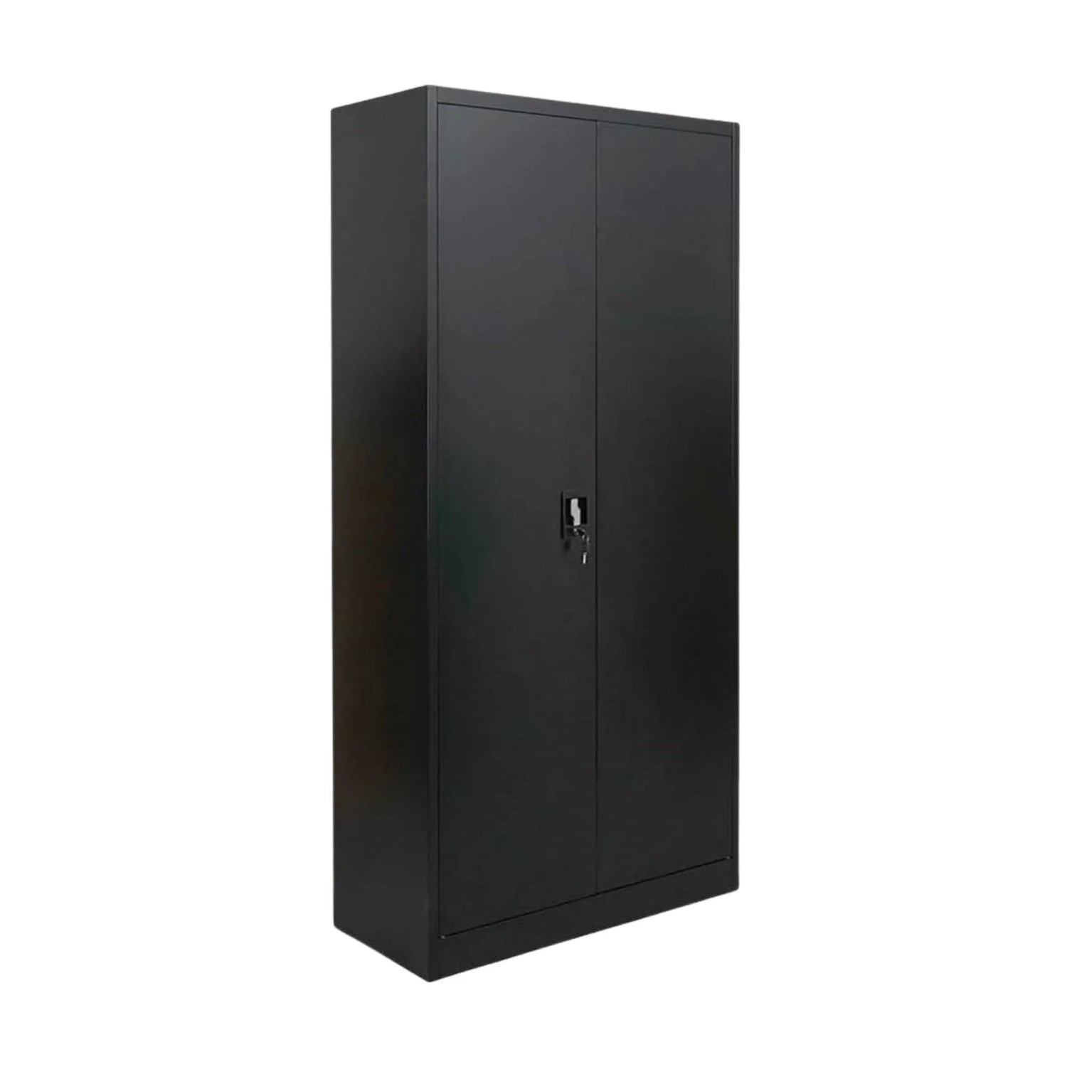 PROREGAL Flügeltürenschrank ELEPHANT Mit 2 Türen Abschließbar HxBxT 180x80x40cm 4 Ebenen Stahl Pulverbeschichtet Schwarz Spind Aktenschrank