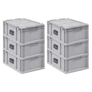 PROREGAL Spar Set 6x Eurobox Nextgen Portable HxBxT 235 x 40 x 60 cm 44 Liter Eurobehälter Transportbox Transportbehälter Stapelbehälter