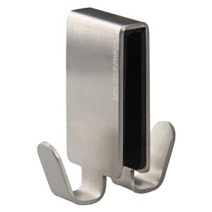 Fackelmann Doppelhaken aus Edelstahl für Handtücher, ohne Bohren anbringbar.