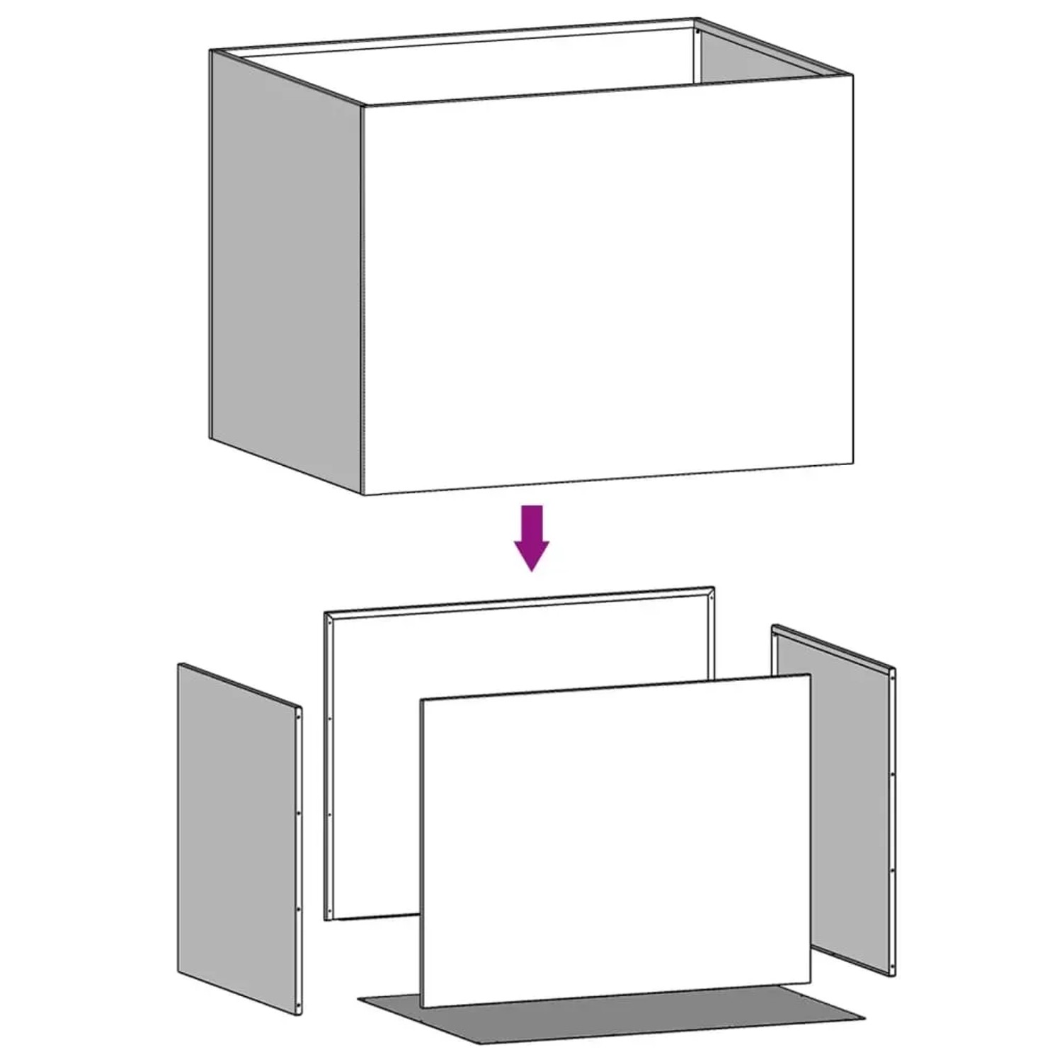 vidaXL Pflanzkübel 62x47x46 cm aus Cortenstahl, Aufbau-Illustration.
