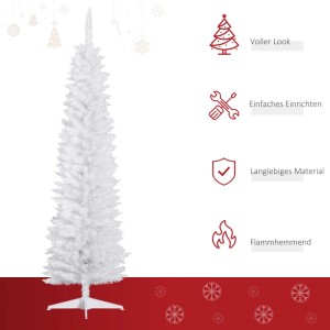 Schlanker, weißer Furnicato Kunst-Weihnachtsbaum, 180 cm hoch, mit 390 Spitzen.