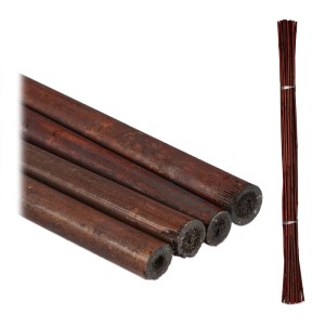 Relaxdays Pflanzstäbe Bambus Dunkelbraun 25er Set 105 cm x 1 cm