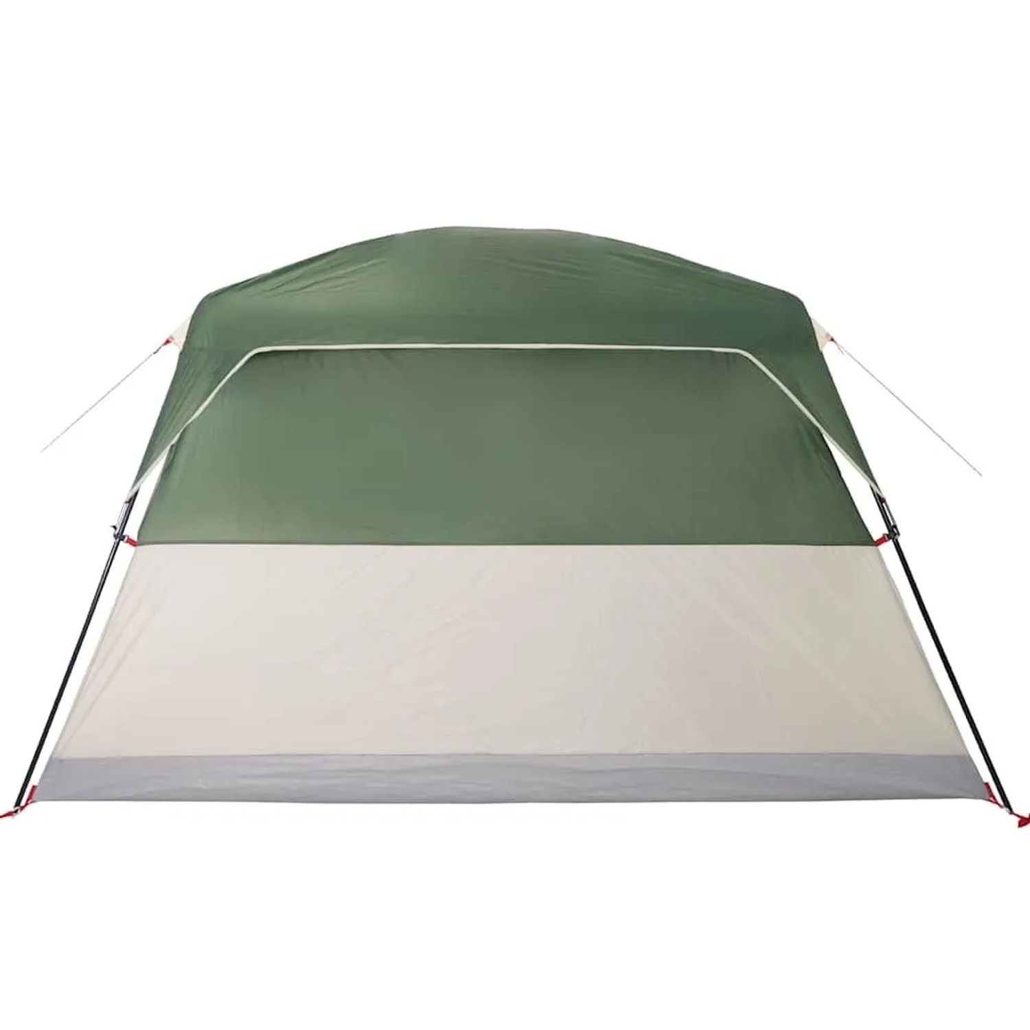 Grünes vidaXL Campingzelt für 4 Personen, wasserdicht, mit beigem Unterteil und stabilen Stangen. Ideal für Outdoor.