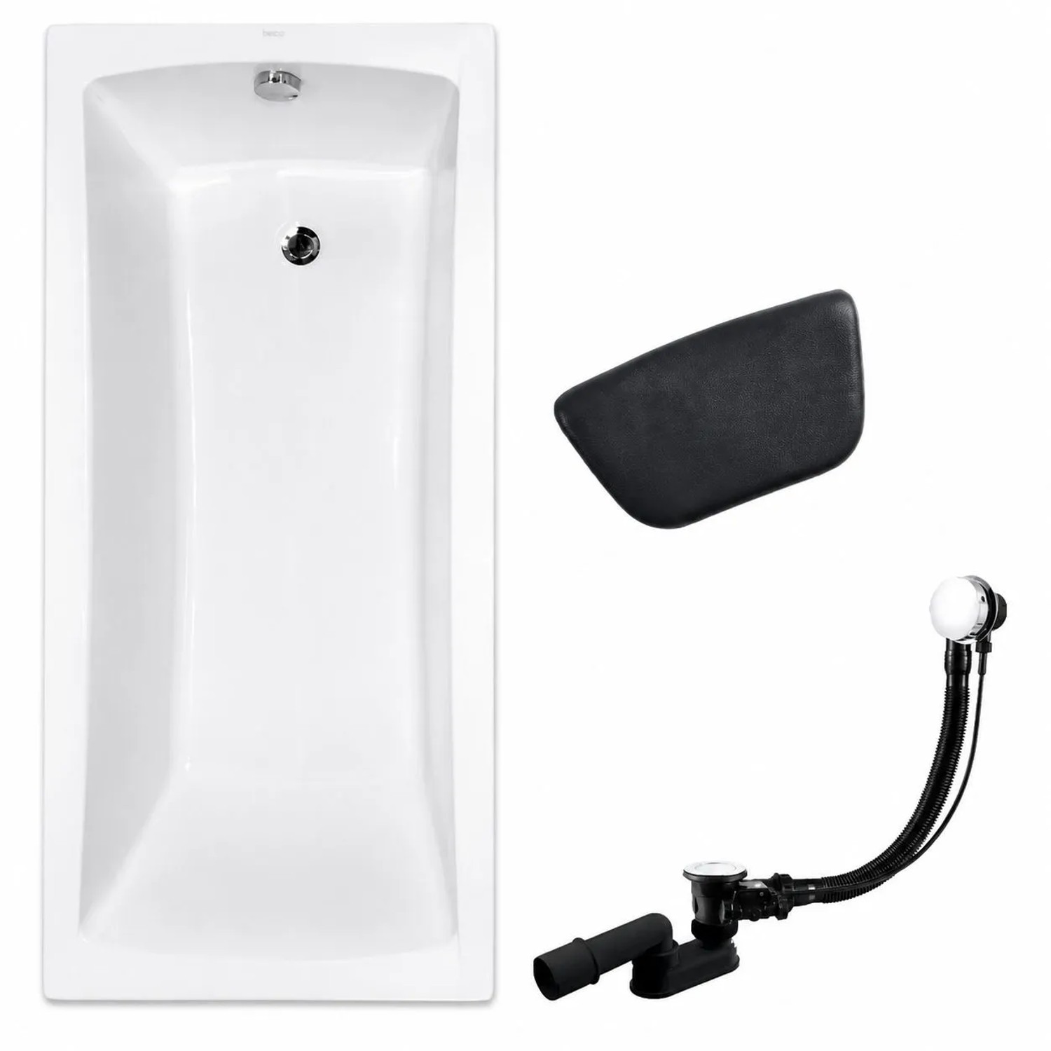 KOLMAN Badewanne Rechteck 140 x 70 Cm Mit Kopfstütze Inkl. Ablauf Und Füße