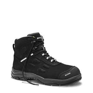 Schwarzer Elten Sicherheitsschnürstiefel Daniel Pro Mid ESD S3, Größe 38, aus Nubukleder.