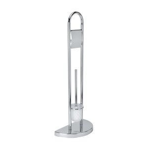 Wenko Stand WC-Garnitur Cosenza Chrom mit WC-Bürste und Papierhalter.