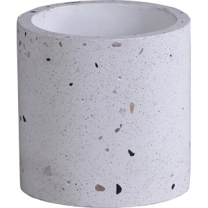 Weißer Zement Übertopf, Ø 15 cm, runde Form, moderne Optik für Zimmerpflanzen.