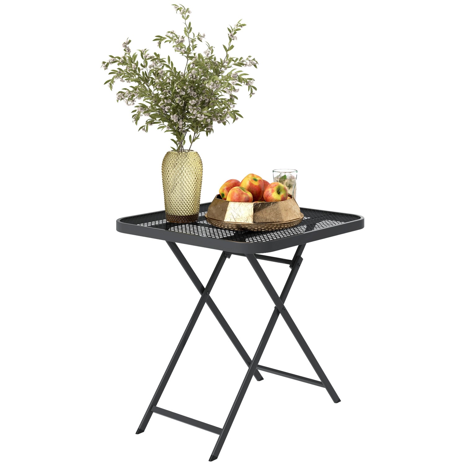Outsunny Gartentisch Stahl 70L x 70B x 72H cm Schwarz günstig online kaufen