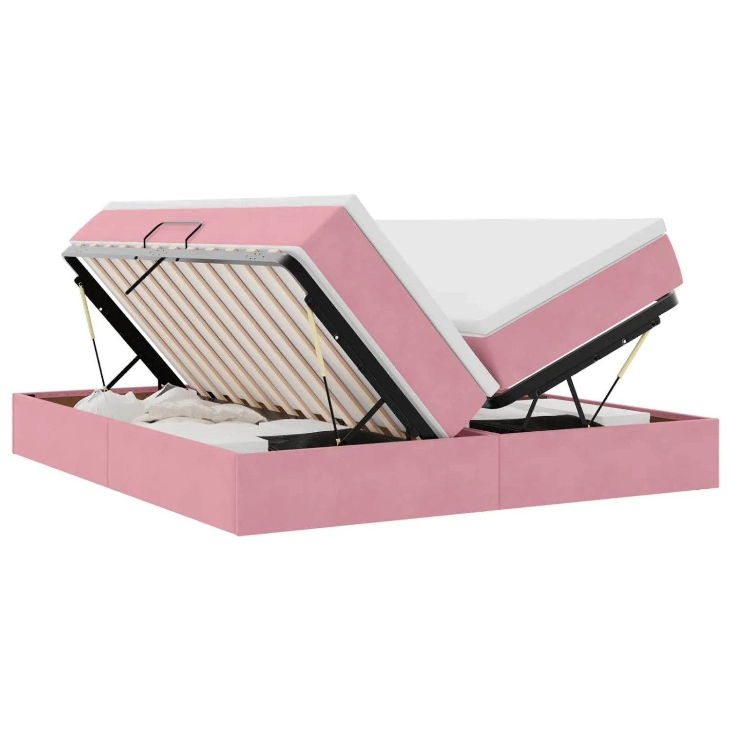 vidaXL Aufbewahrungsbett mit Matratze Rosa 180 x 200 cm Samt 3370366