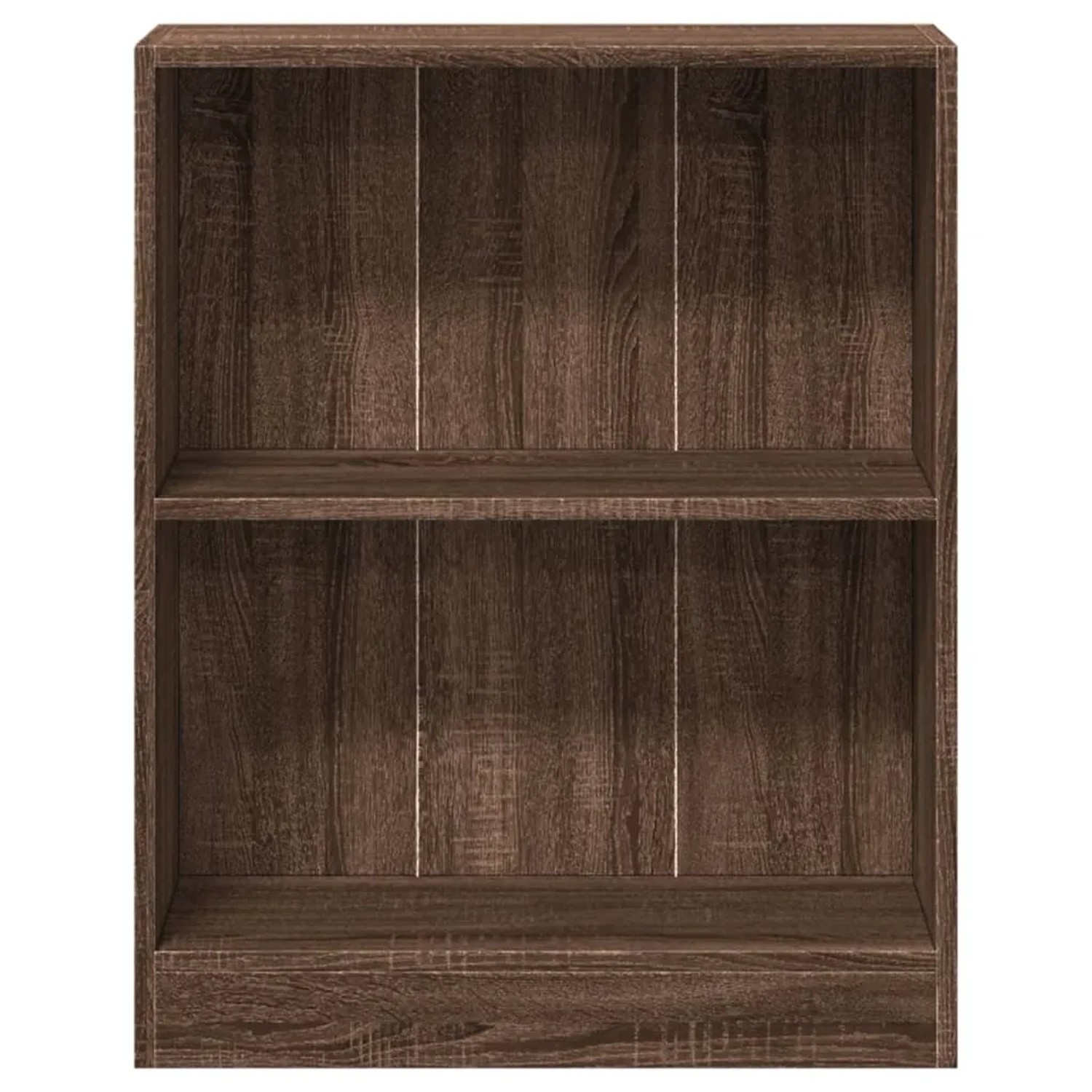 VidaXL Bücherregal in Braun Eichen-Optik, kleines Wandregal mit 2 Fächern.