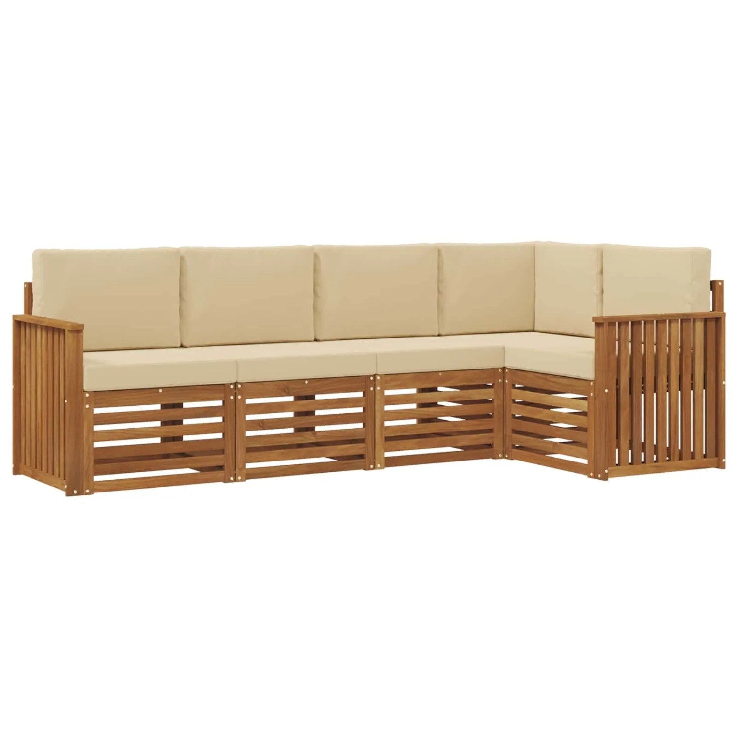 vidaXL Sofagarnituren 5 Tlg Natur und Beige Massivholz Akazie 3374808
