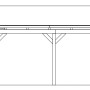 Technische Zeichnung: Skan Holz Carport Fichtelberg, 423x566 cm, Natur, mit Maßangabe Höhe.