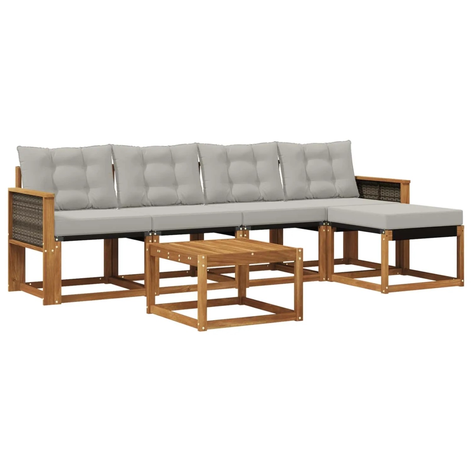 vidaXL Outdoor-Sofagarnitur mit Kissen 6 Stk Natur und Hellgrau 3381899
