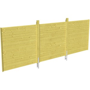 Skan Holz Rückwand Profilschalung, 550x200 cm, grün imprägniert, mit Pfosten und Ankern.