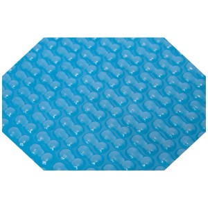 Hellblaue Solarplane, 400µm, GeoBubble Design, achteckig für Holzpools.