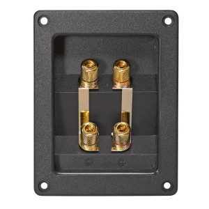 Dynavox Lautsprecher Terminal, eckig, mit Bi-Wiring Anschlüssen und vergoldeten Kontakten.