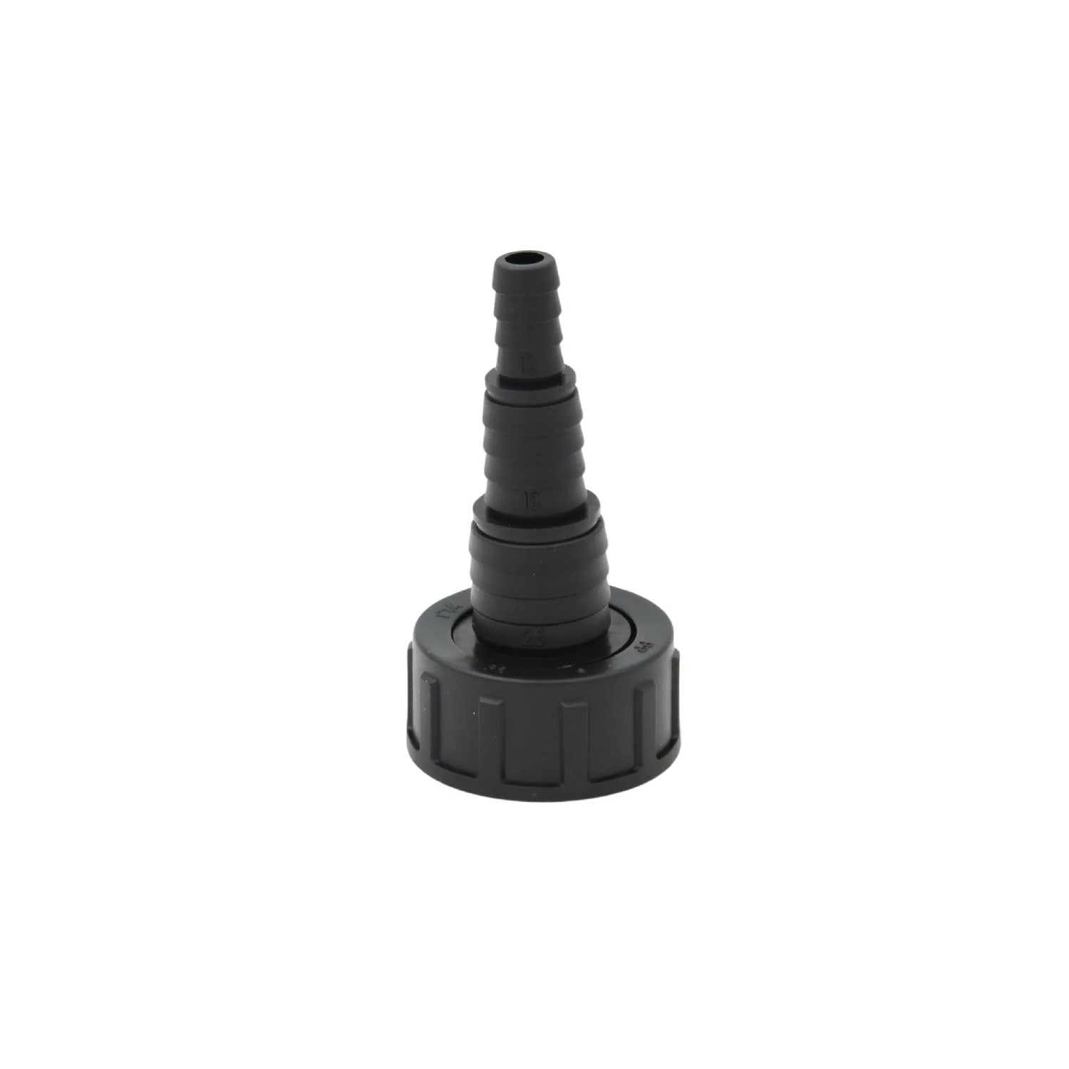 Stufen-Schlauchtülle 34,9 mm (G 1 1/8 Zoll) IG auf Schlauchtülle 25/18/12 mm PP