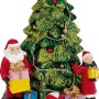 OBI Weihnachtsdorf Figur: Grüner Glitzer-Weihnachtsbaum mit Weihnachtsmann, Kind und Geschenken. Detailreiche Polyresin Deko.