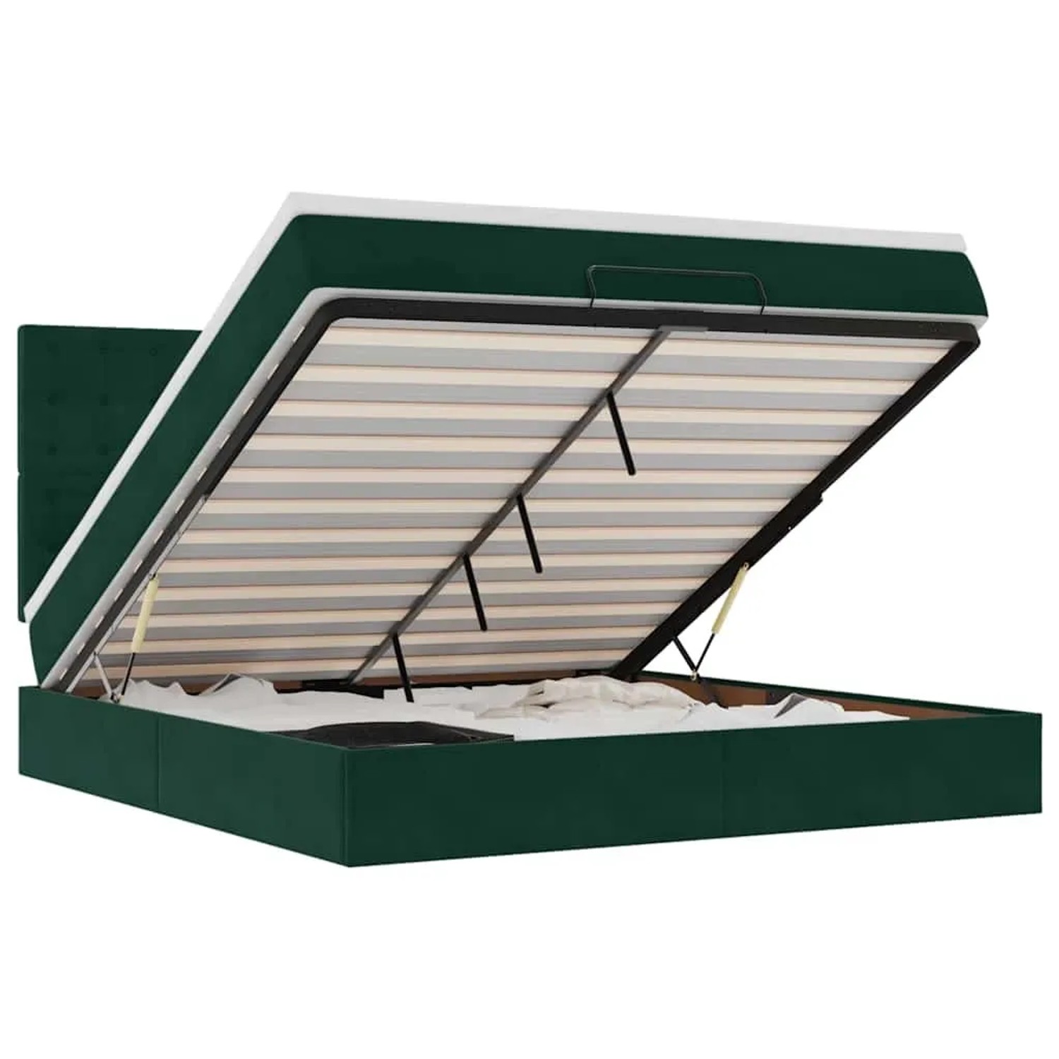 vidaXL Ottoman-Bett mit Matratzen Dunkelgrün 180x200 cm Samt 3313634