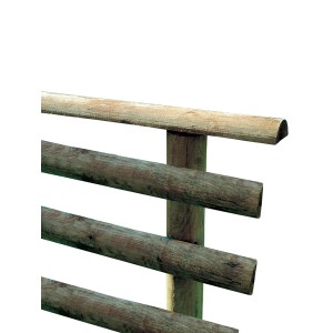 Halbrundholz aus Massivholz, 7x250x3 cm, für Zaunbau & Sichtschutz. Braun imprägniert.