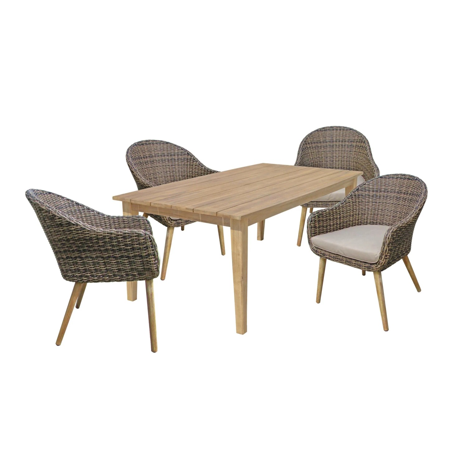 DELUKE Garten-Sitzgruppe EXTRA Akazie Pfefferbraun Gartenmöbel-Set Garten-Essgruppe Stühle Esstisch