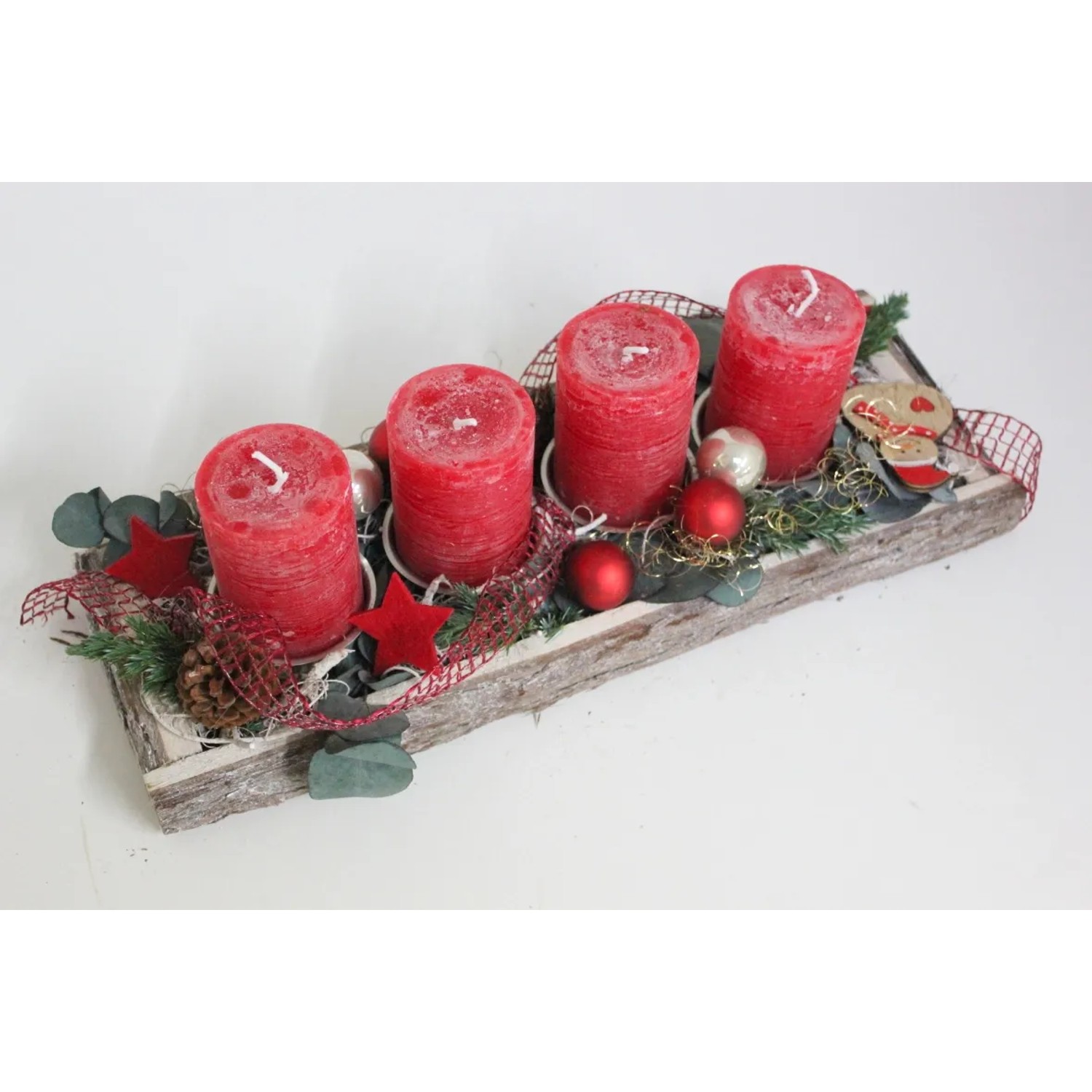 Adventsgesteck 4 Kerzen 40 cm Rot kaufen bei OBI