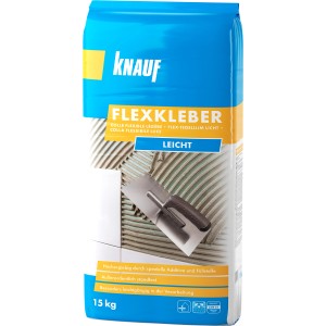 Knauf Flexkleber Leicht 15kg Sack, Fliesenkleber für Wand und Boden.