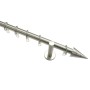 Gardinia Gardinenstangen-Set Kegel, Edelstahloptik, 120 cm, mit Stange, Endstücken, Trägern und Ringen.