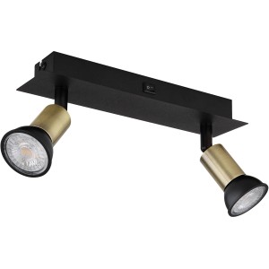 Globo Strahler Drew, 2-flammig, schwarz matt und goldfarben. Moderner Spot für GU10 Leuchtmittel.