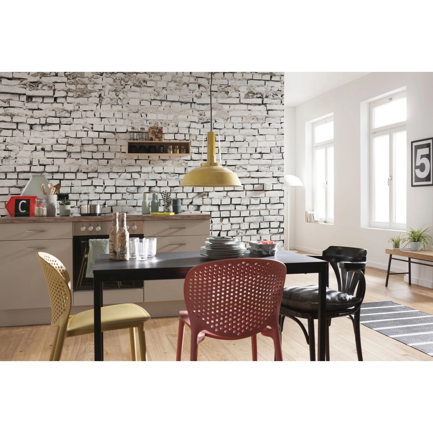 Sanders & Sanders Fototapete Ziegel Grauweiß 368 x 254 cm 612248 günstig online kaufen