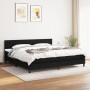 Schwarzes vidaXL Boxspringbett (200x200 cm) mit Matratze und Kopfteil im Schlafzimmer.