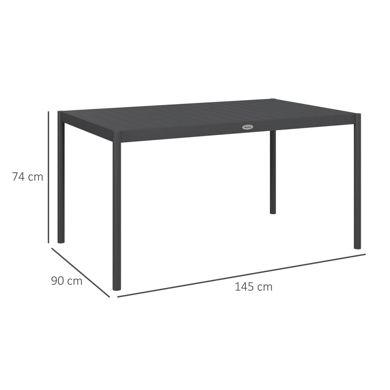 Outsunny Gartentisch mit Lamellendesign für 6 Personen, pflegeleicht und aus Aluminium.