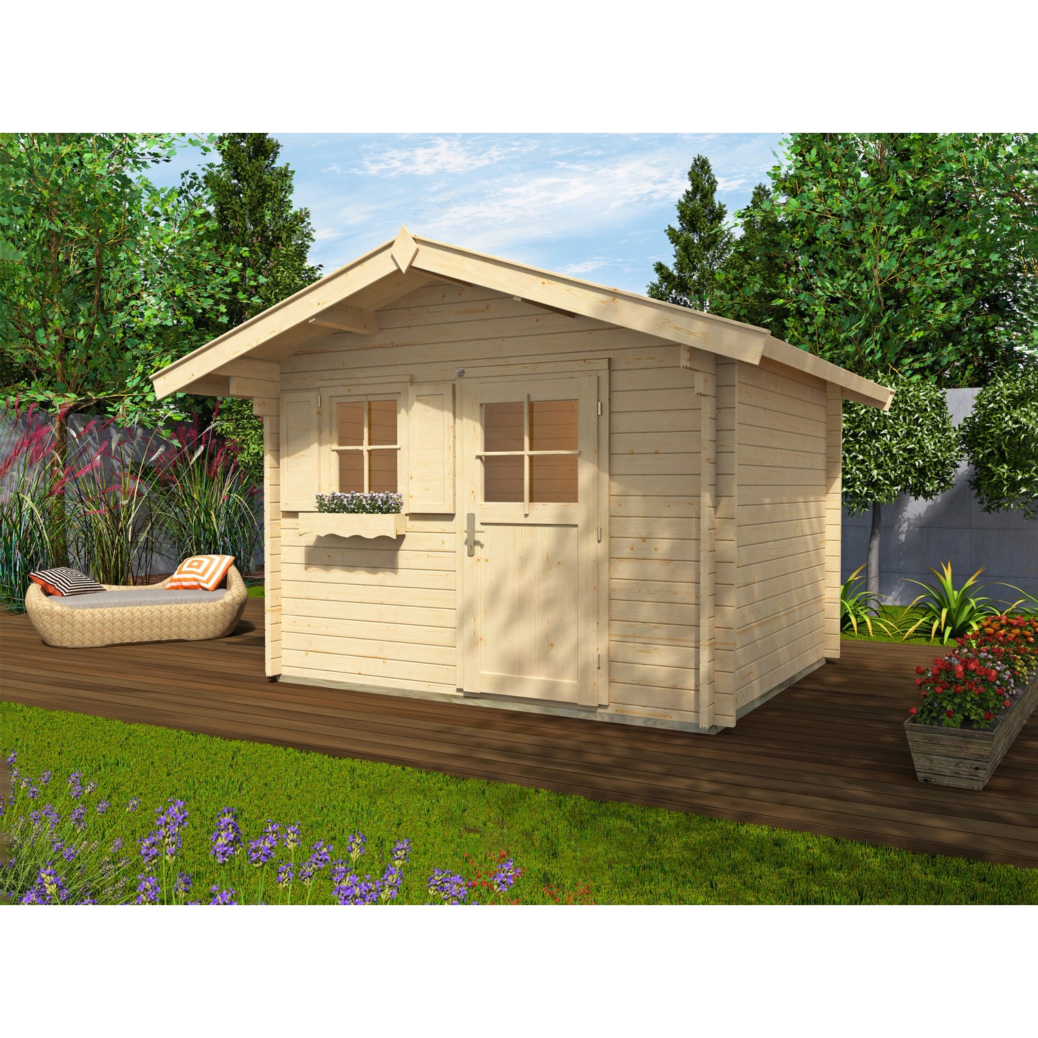 Weka Holz-Gartenhaus/Gerätehaus Brescia Satteldach Unbehandelt 250 cm x 320 cm