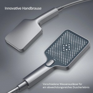 EMKE Handbrause für Duschsystem, anthrazit matt, verschiedene Strahlarten.