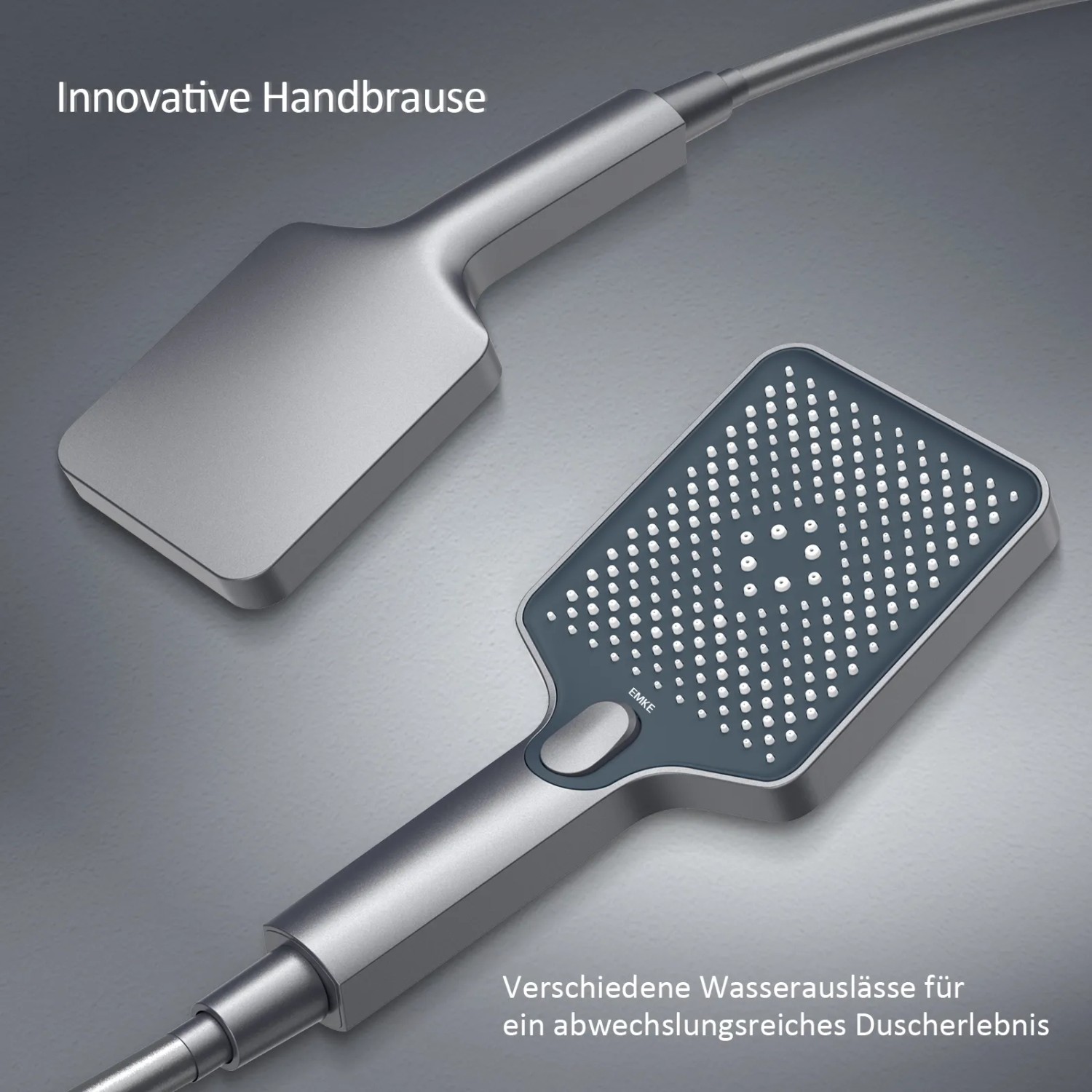 EMKE Handbrause für Duschsystem, anthrazit matt, verschiedene Strahlarten.