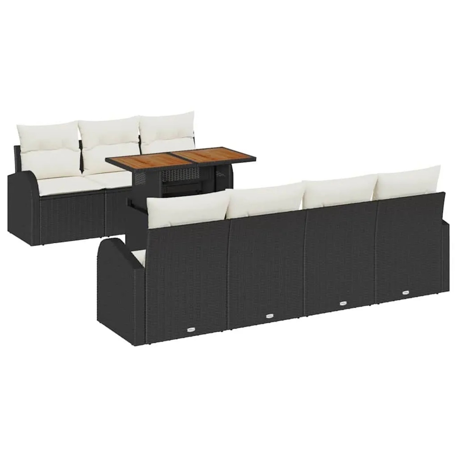 vidaXL Garten-Sofa-Set mit Kissen 8-Tlg Schwarz und Creme 3349543