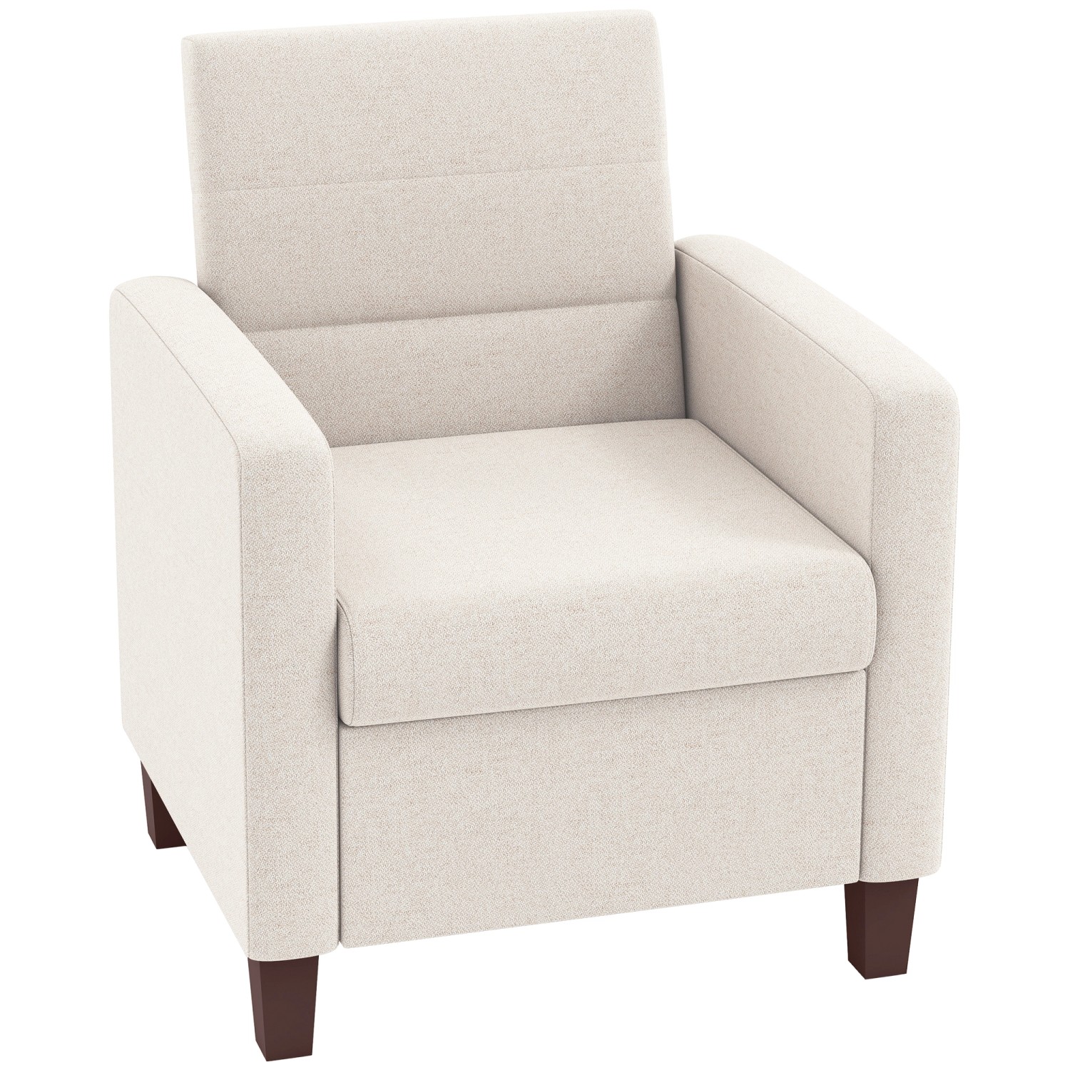 HOMCOM Sessel Loungesessel mit Armlehnen Polstersessel mit Leinenoptik Cremeweiß