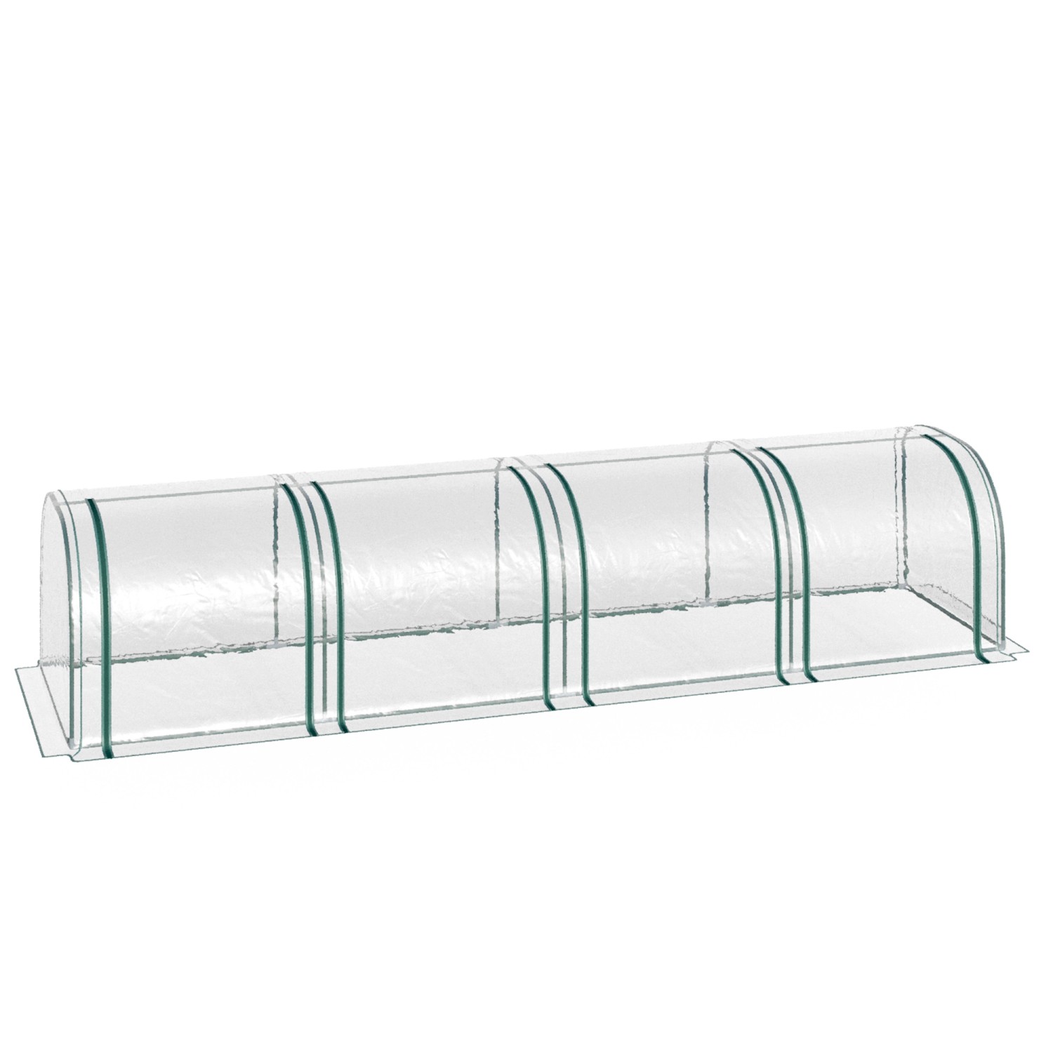 Thumbnail - Outsunny Foliengewächshaus mit Tür Folie Stahl PVC Transparent 395 x 100 x 80 cm