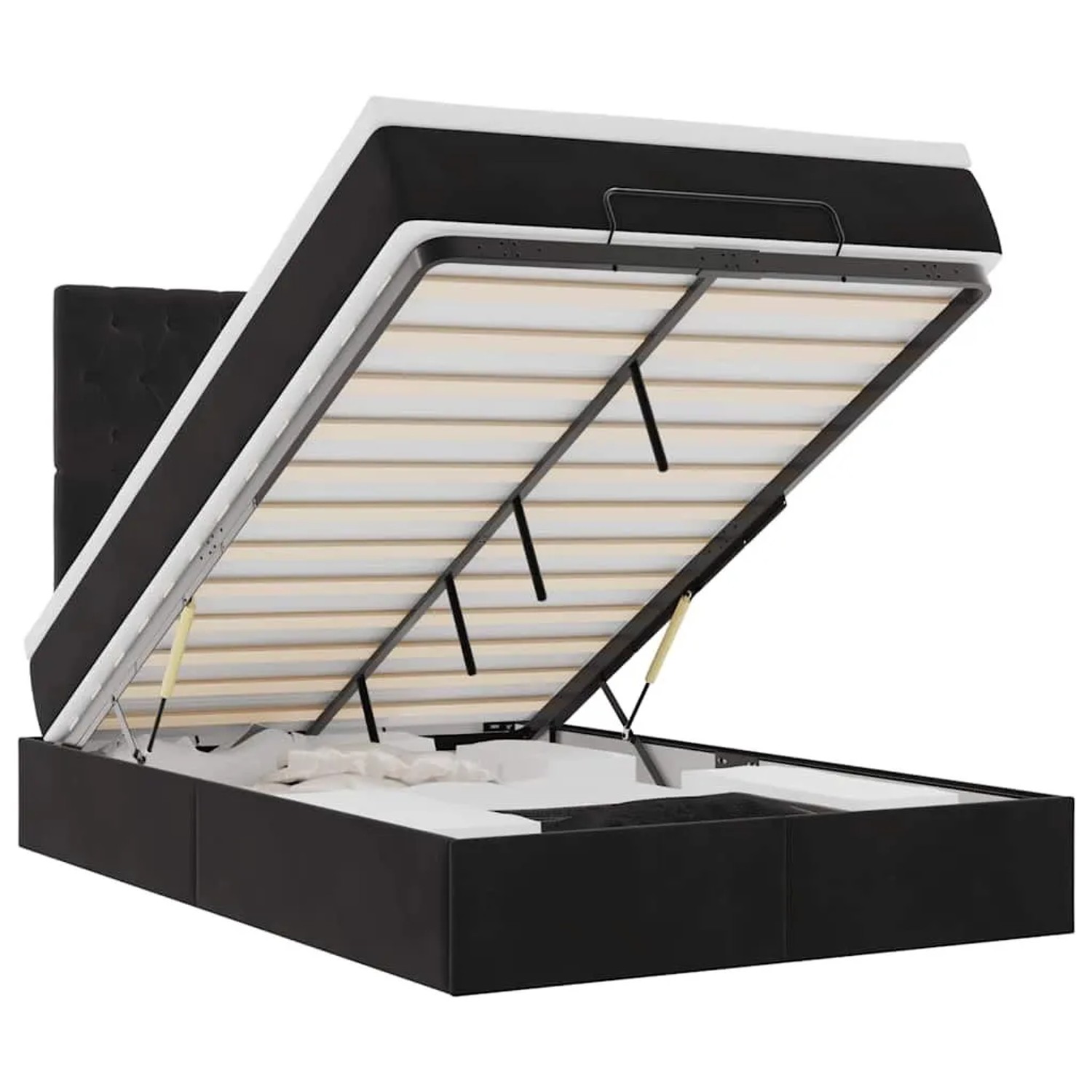 vidaXL Ottoman-Bett mit Matratzen und LEDs Schwarz 120x190 cm Samt 3314380