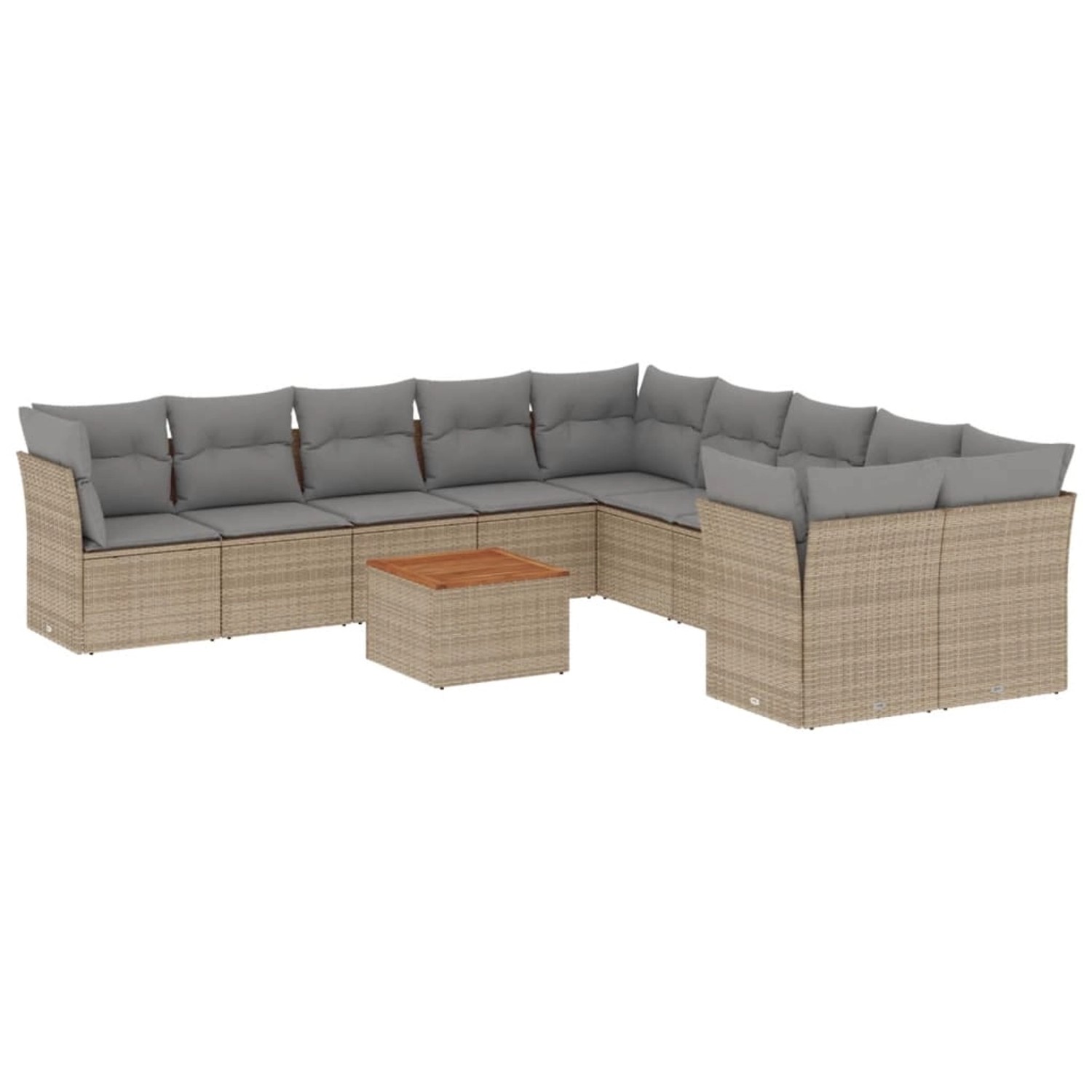 vidaXL 11-Tlg Garten-Sofagarnitur mit Kissen Beige Poly Rattan 3256185 günstig online kaufen
