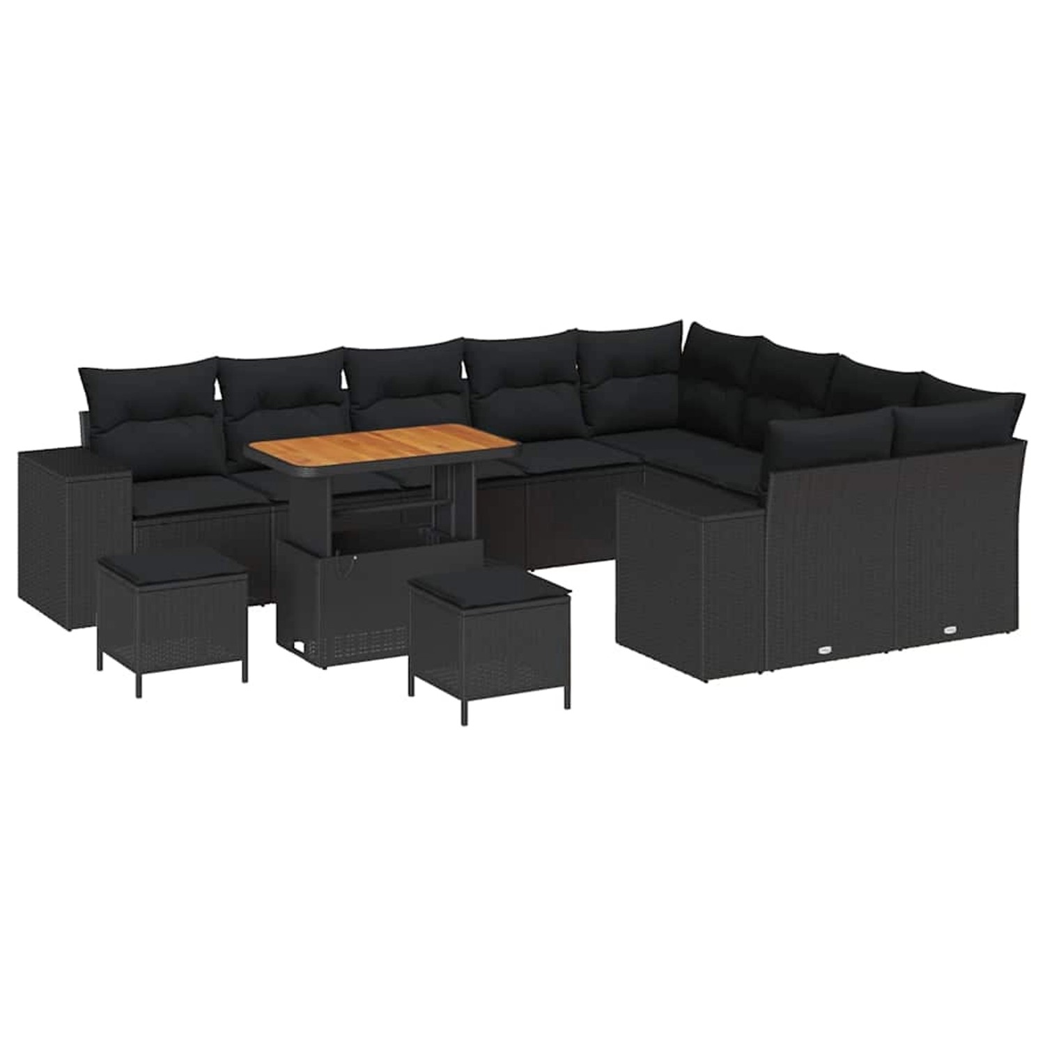 vidaXL Garten-Sofa-Set Höhenverstellbar 12-Tlg Schwarz Poly Rattan 3362044 günstig online kaufen