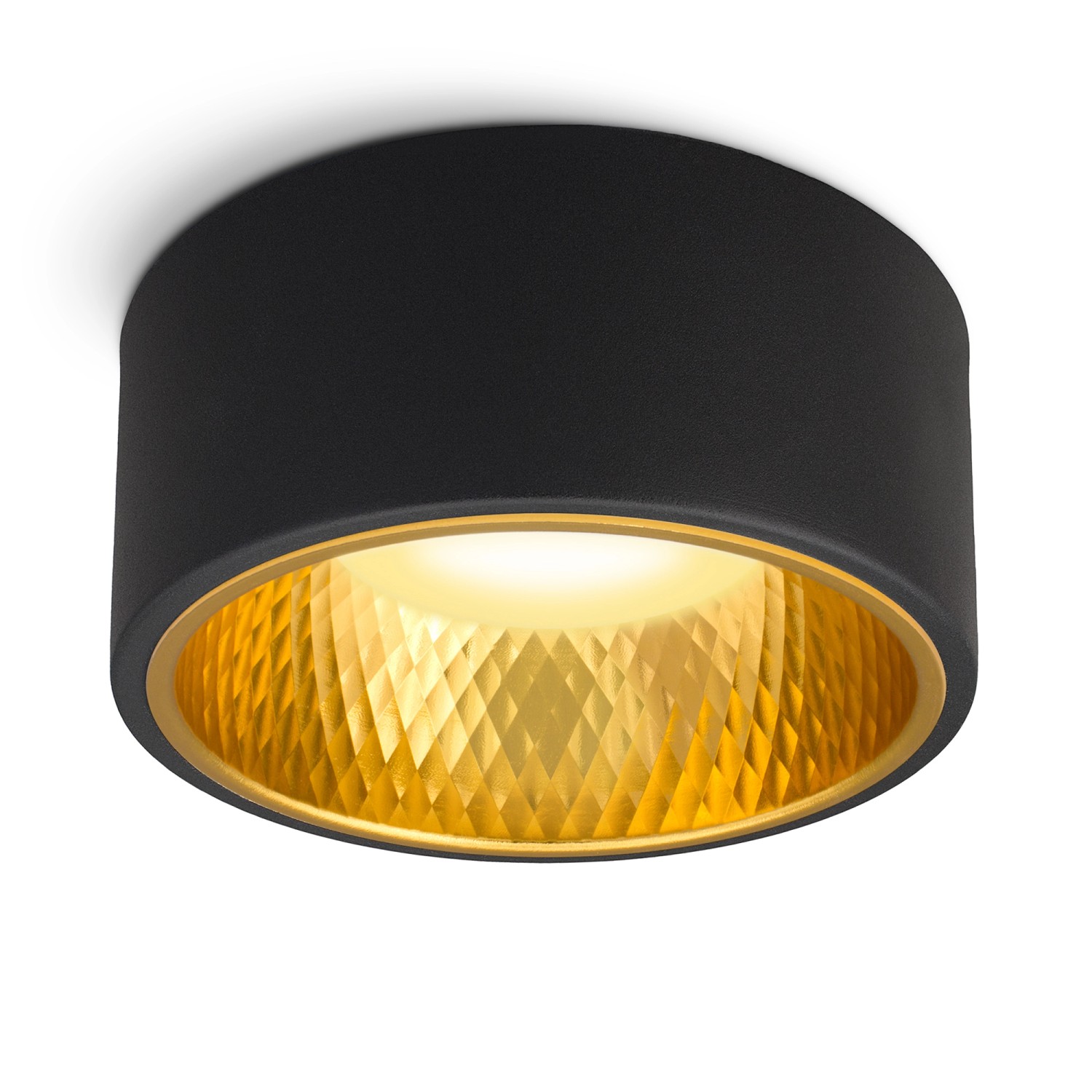 SSC-LUXon OLINO LED Aufbaustrahler Schwarz Rund mit Wechselbarer Front Gold oder Silber GX53