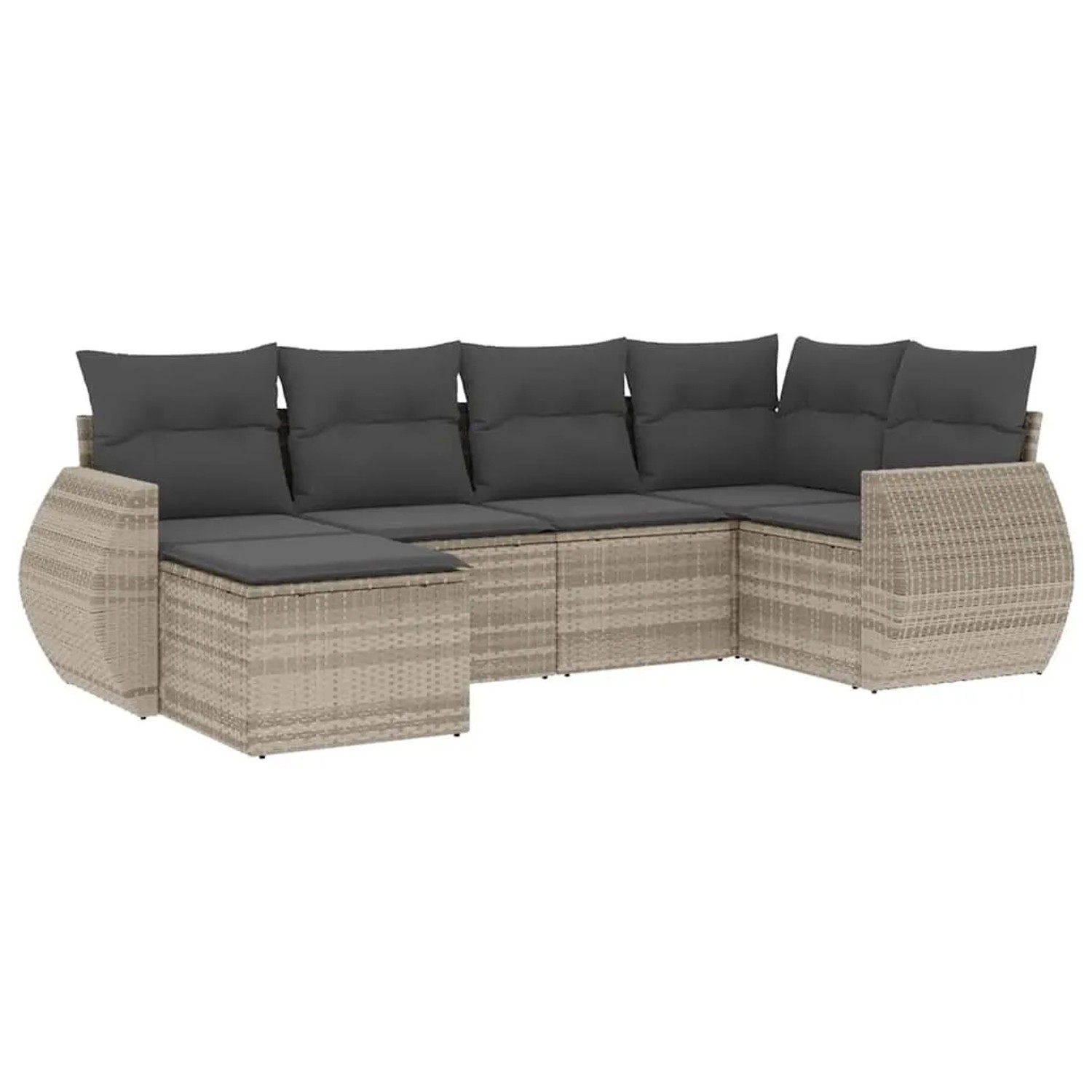 vidaXL 6-Tlg Garten-Sofagarnitur mit Kissen Hellgrau Poly Rattan 3221661 günstig online kaufen
