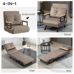 HOMCOM Schlafsofa mit Bettfunktion in verschiedenen Positionen: Sessel, Liege, Bett, Bodenstuhl.