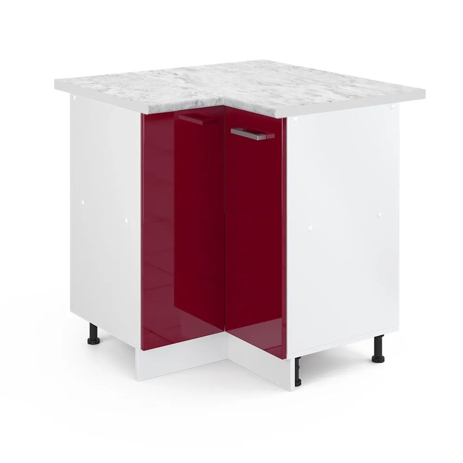 Vicco Eckunterschrank R-Line Rot Hochglanz 76 x 82 AP Marmor
