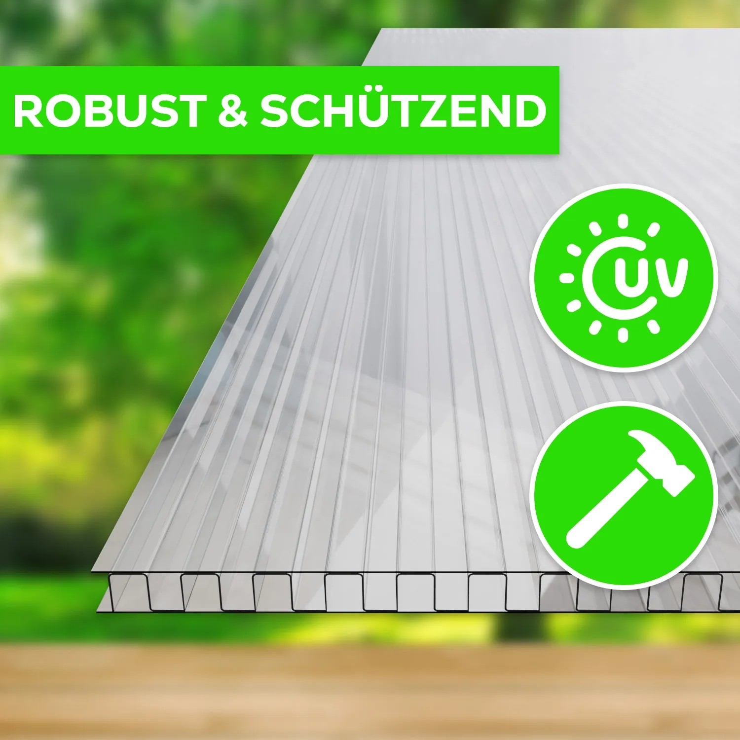 GARMIO® Hohlkammerstegplatte, 6mm, 10,25 m², Doppelstegplatte für Gewächshäuser, robust und UV-beständig.