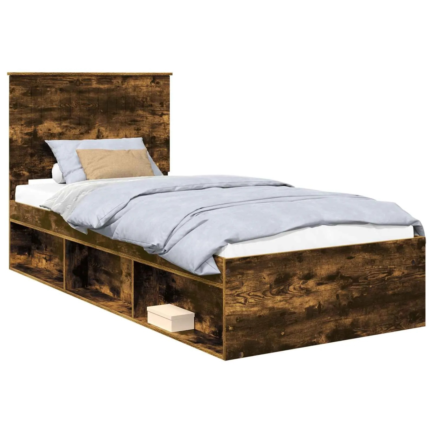 vidaXL Bettrahmen Räuchereiche 90 x 190 cm Massives Kiefernholz 3411068