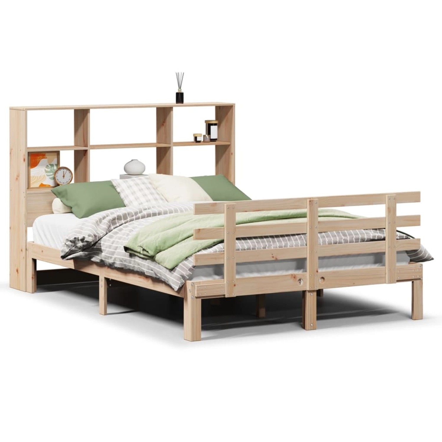 vidaXL Massivholzbett mit Regal ohne Matratze 150x200 cm Kiefer 3322759 günstig online kaufen